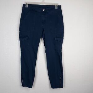 Rock & Republic Women’s Cargo Pants Size 12 Blue Twill High Rise Ankle Zip